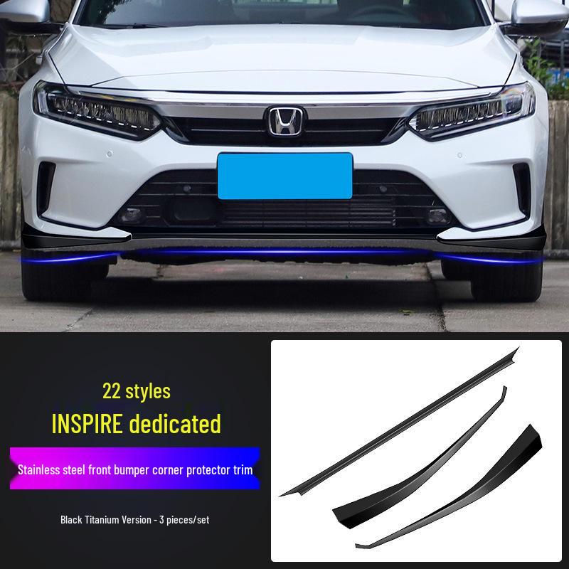Compatible with 22 Inspire Models: Stainless Steel Front Bumper Trim, Corner Guard, and Center Grille Decorative Strip.