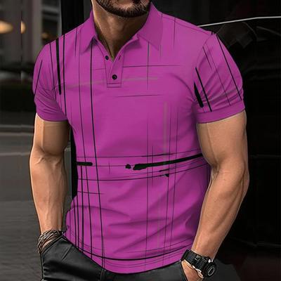 Мужская футболка с короткими рукавами и полосками в стиле поло для гольфа с 3D-цифровой печатью от Cross Border Foreign Trade