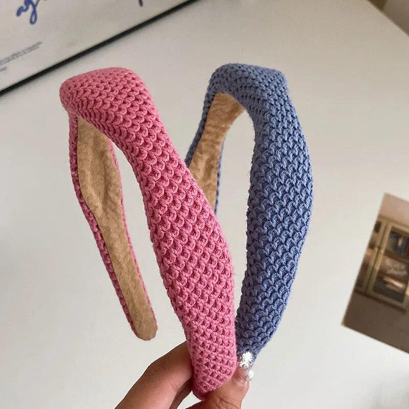 New Korean Irregular Knitted Hairband Vintage Handmade Wide Headbands Hair Hoop Scrunchies Women Hair Accessories Headwear Gifts