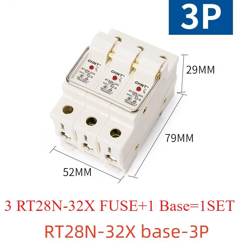 10PCS/1SET/ Fuse RT28N-32X 63X 1P 2P 3P with lamp fuse base rail type RT18 melt core