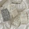 Korean Style Mid-Calf Bow Socks with Stars in Grey and White for Spring/Summer