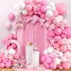 White Pink Bow Rain Silk Balloon Wreath Arch Set Wedding Bride Engagement Bachelor Party Pink Rose Red