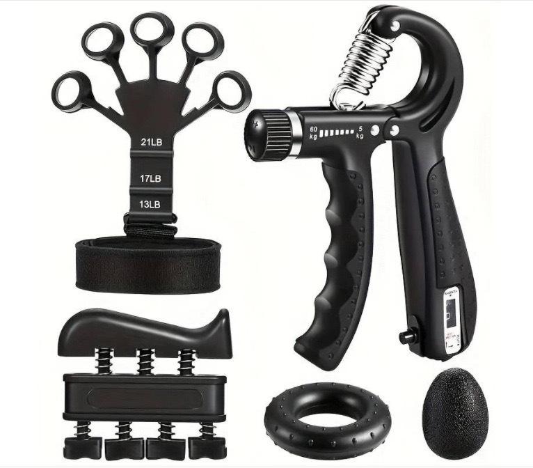 Hand Grip Strength Trainer Set: 5-Piece Kit for Finger Exercise, Rehabilitation, and Muscle Building