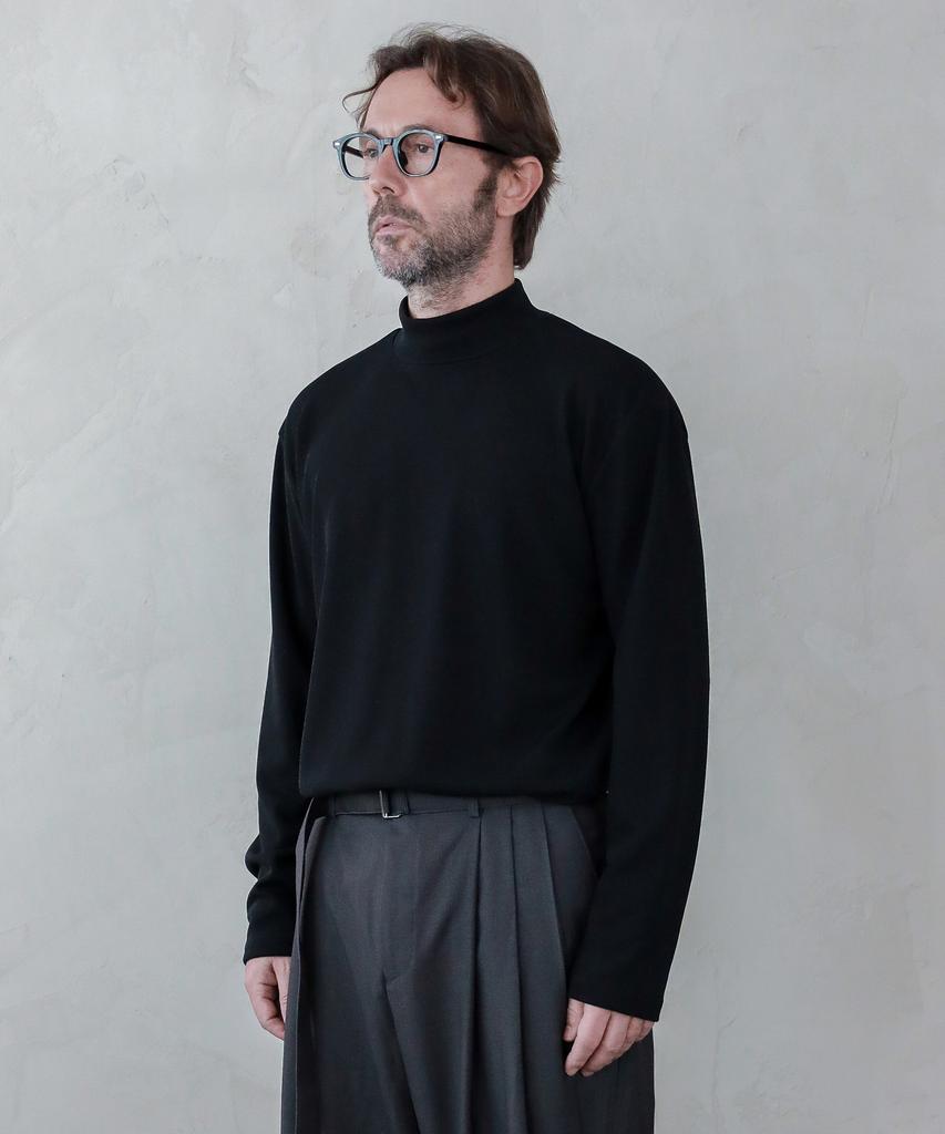 ESN Ribbed Half Turtleneck Knit T-Shirt Black