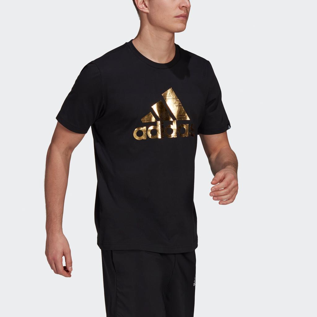 adidas M Fl Lg T Bronzing Logo Printing Sports Short Sleeve Black Men's GV2913
