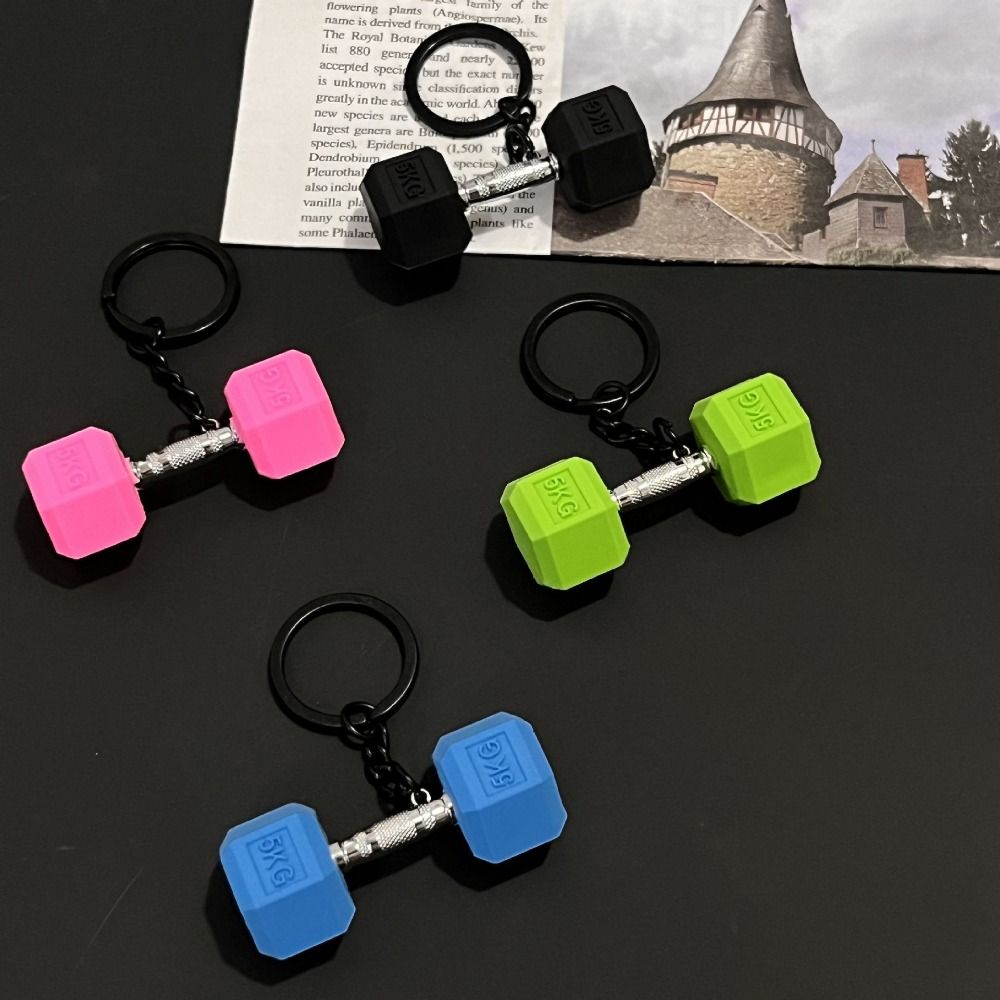 Hanging Ornament Sports Key Ring Fitness Equipment Barbell Pendant Dumbbell Keychain School Bags