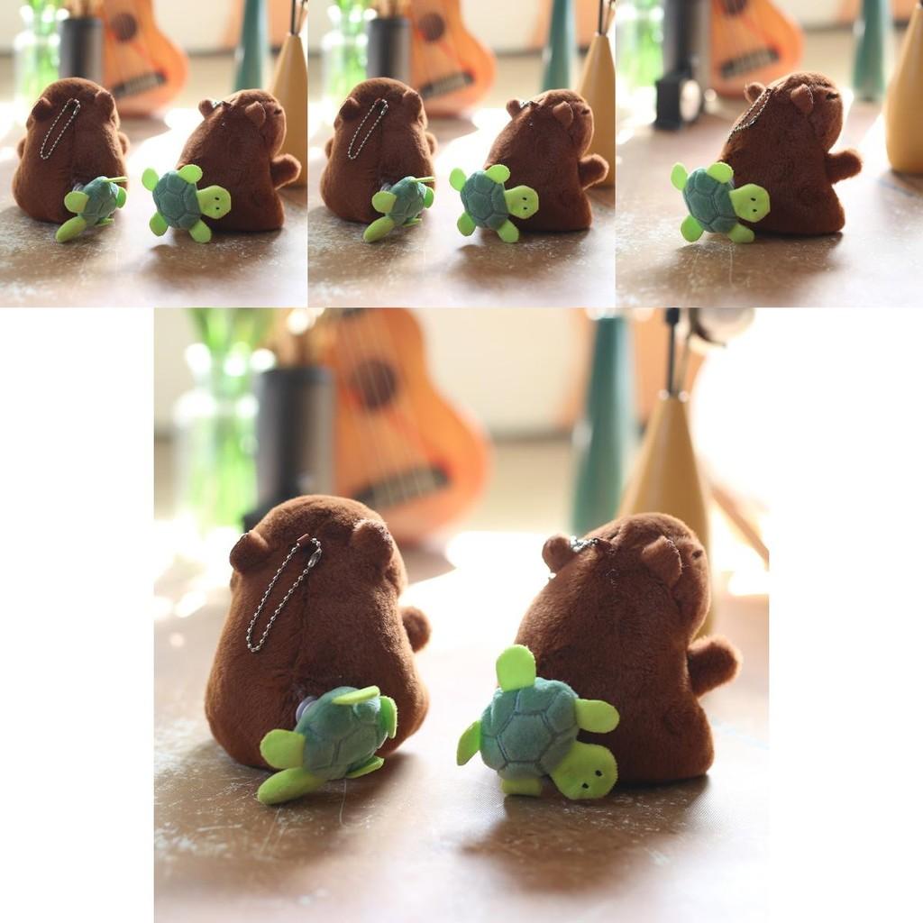 Capybara Stuffed Animal Keychain Pull String Wagging Tail Pp Cotton Plush Backpack Charm