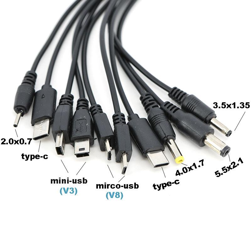 20см 10 в 1 Micro USB DC Адаптер-зарядное устройство для мобильного телефона Вилка Кабель для зарядки USB-питания Провод для телефона Универсальный