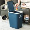 Bathroom Trash Can-13L Garbage Can with Press Top Lid for Toilet,Bedroom,Living Room,Kitchen-Plastic Wastebasket with Pop-up Lid