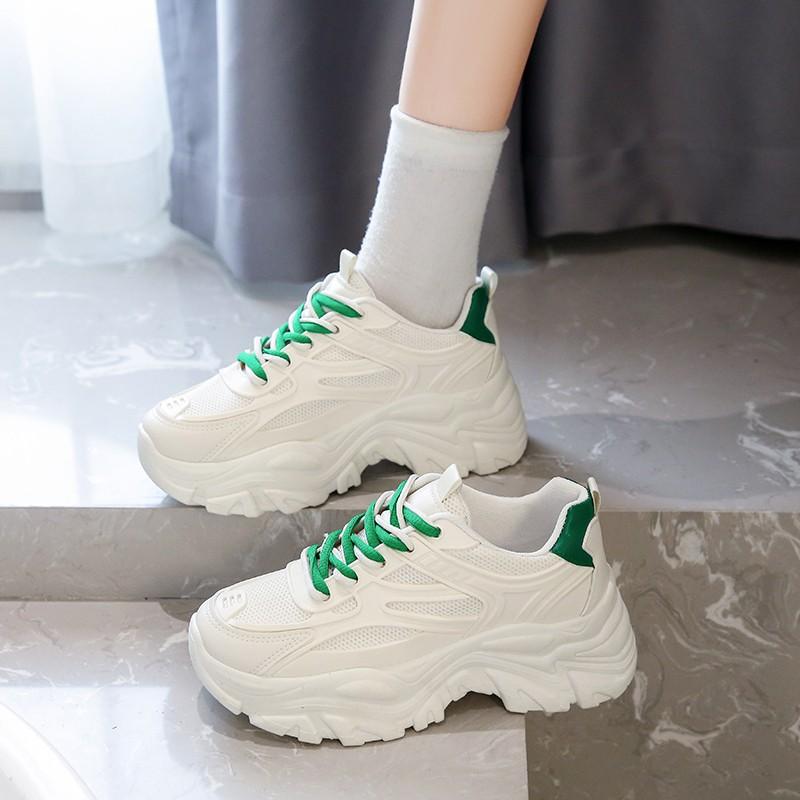 Папины кроссовки Новые женские весенне-осеннего сезона Показывающие стопу Маленькие на толстой подошве Легкие спортивные туфли