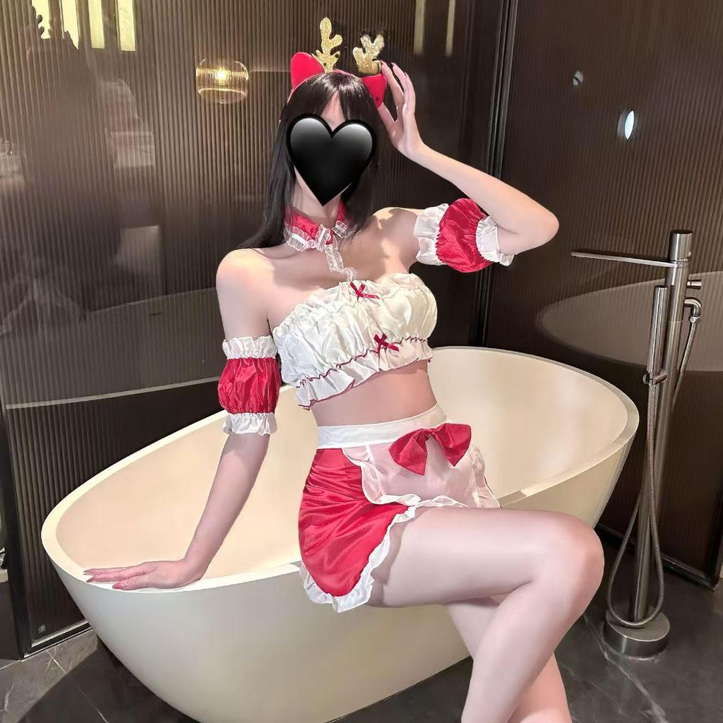 Ahao's Sexy Christmas Role-Playing Nightgown Set for Women: Quick-Release Passionate Temptation