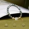 Sterling Silver Lemon Crystal & Green Phantom Quartz Beaded Bracelet for Women - Light Luxury Pixiu Design