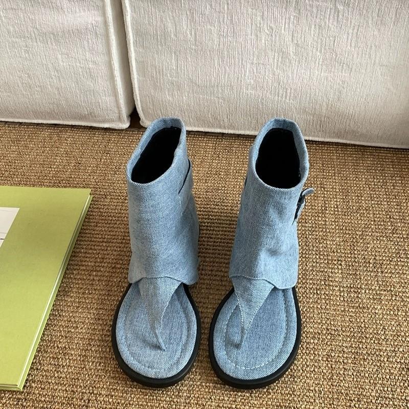 Новые модные туфли на плоской подошве с открытым носком 2024 года. Винтажные высокие гладиаторские туфли для женщин Zapatos De Mujer