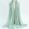 Women's Solid Color Pearl Chiffon Bubble Scarf, Long Silk Headscarf, 70x180cm, Middle Eastern Style