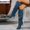 Fashion High Heels Women Pointed Toe High Boots Luxury Party Shoes Cowboy Pumps Woman 2025 Trend Designer Slip-on Chelsea Botas Mujer
