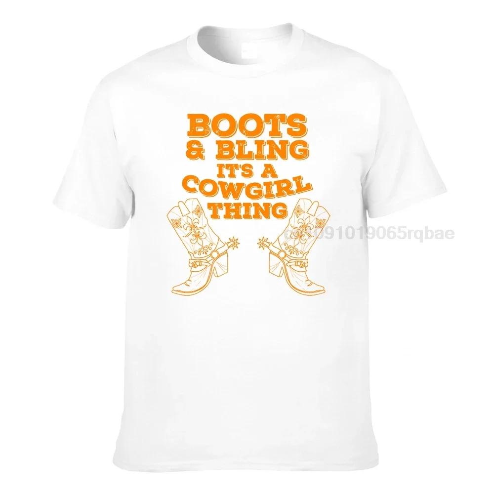 Funny Cowgirl Boots Bling Unisex Gift Cute Love Country Life Simple Style Design Tops T Shirt Special Cotton Unisex Tshirts