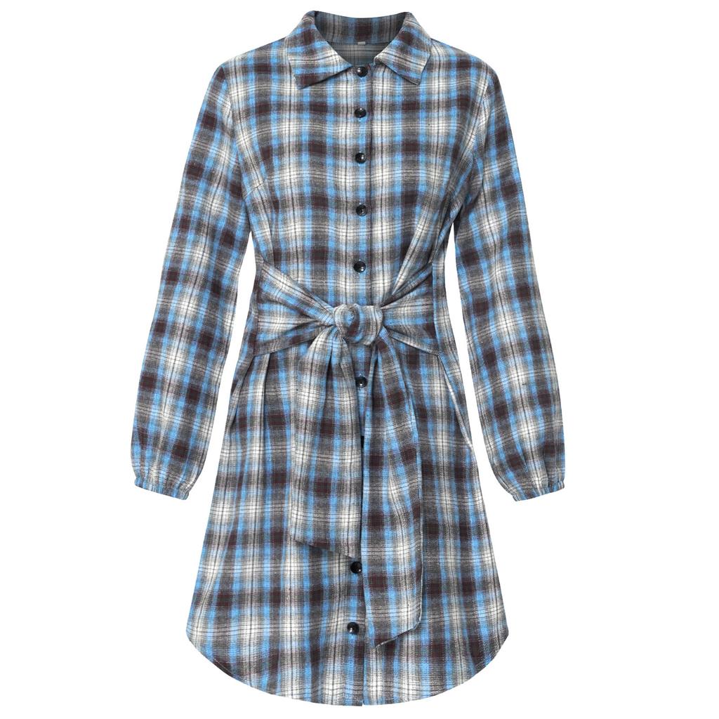 Casual Shirt Dress Autumn Women Long Sleeve Maxi Dresses Laides Turn-down Collar Office Dresses