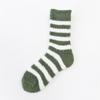Women's Cozy Striped Coral Fleece Socks - Mid-Tube Warm, Plush Floor/Bed Socks for Autumn & Winter