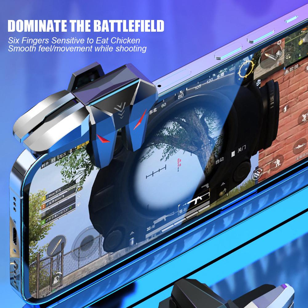 1 Pair S1 6-finger Chicken-eating Joystick Aim Mechanical Key-assisted Button Mobile Phone Gaming Accessorie