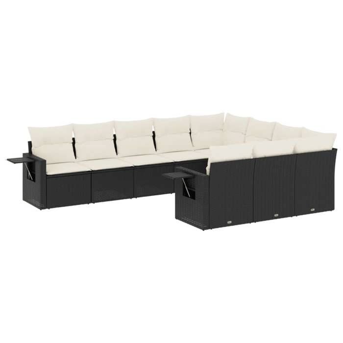 VidaXL Salon de Jardin avec Coussins 10 pcs, Canapés de Terrasse, Ensemble de Meubles de Patio, Mobilier d'Extérieur, Noir 3220685