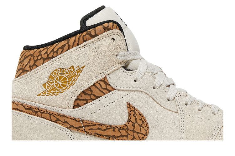 Men's Sneakers Nike Jordan 1 Mid SE Brown Elephant Light Orewood Brown/White/Light British Tan/Metallic Gold