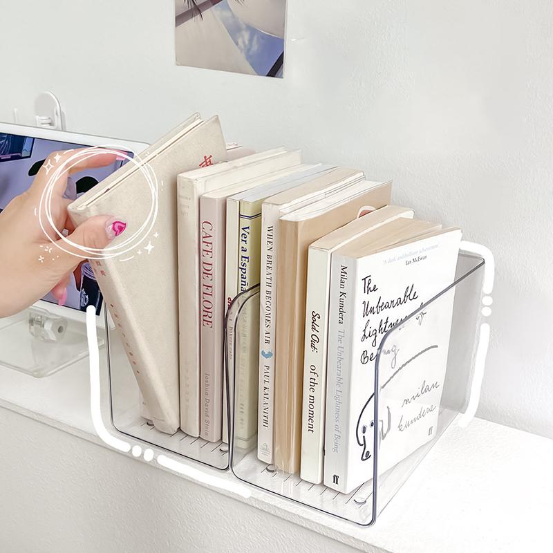 Portable Acrylic Book Stand Transparent Free Combination Bookshelf U-Shaped Book Folder Desk Storage Rack Home Office