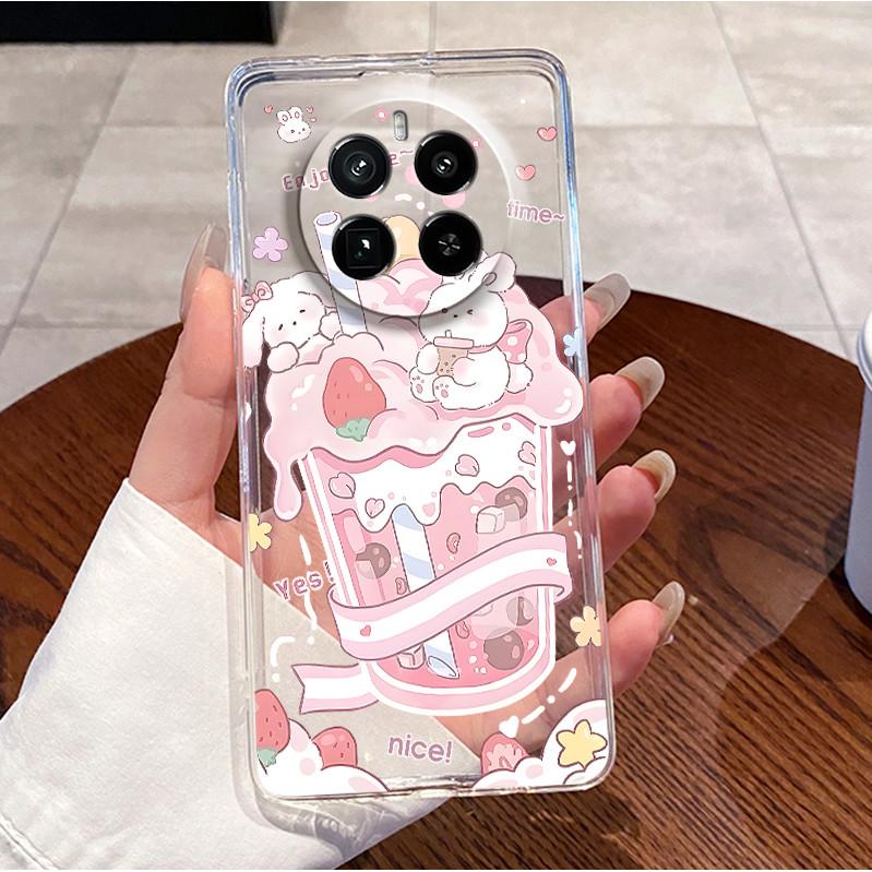 For Realme GT5 Pro Casing Clear Soft Silicone Love Heart Rabbit Cute Cartoon Back Cover for Realme GT 5 Pro 5G Phone Case Bumper