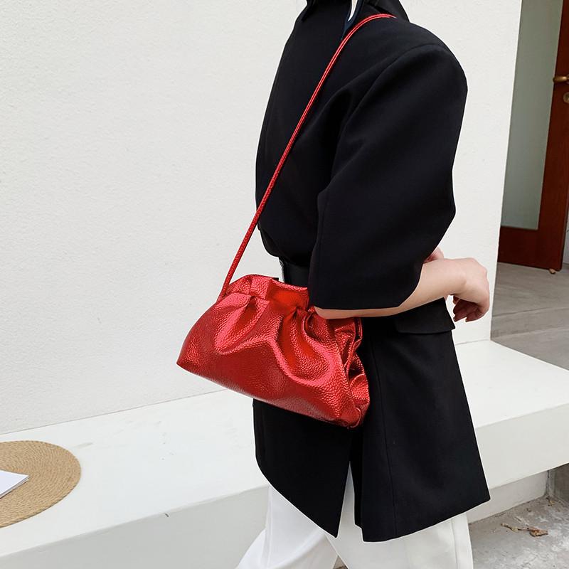 Складчатая сумка-кроссбоди в форме пельменя, мягкая компактная женская сумочка для повседневного наряда