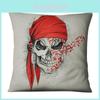 Роскошная Хэллоуинская Серия 18'' Квадратная Хлопково-Льняная Наволочка с Черепом для Стильного Домашнего Декора