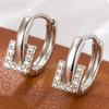 Стильные и простые геометрические круглые серьги с цирконием, маленькие квадратные серьги, корейская версия круглых сережек с пряжкой, маленькие и подходящие друг другу.