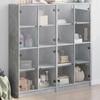 VidaXL Bookcase with Doors, Book Cabinet with Handles, Furniture with Interior Living Room Compartments, Modern, Grey 3206520