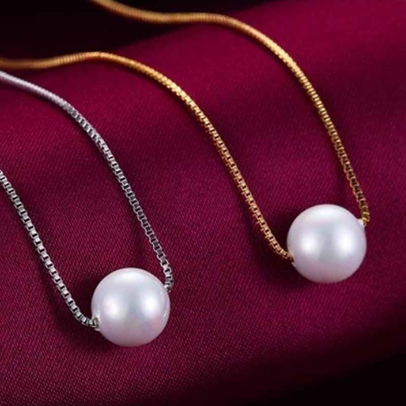 Simple Artificial Pearl Pendant Necklace Earrings Jewelry Set  For Women