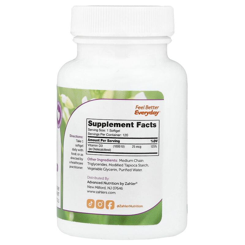 Vitamin D3, 25 mcg (1,000 IU), 120 Softgels