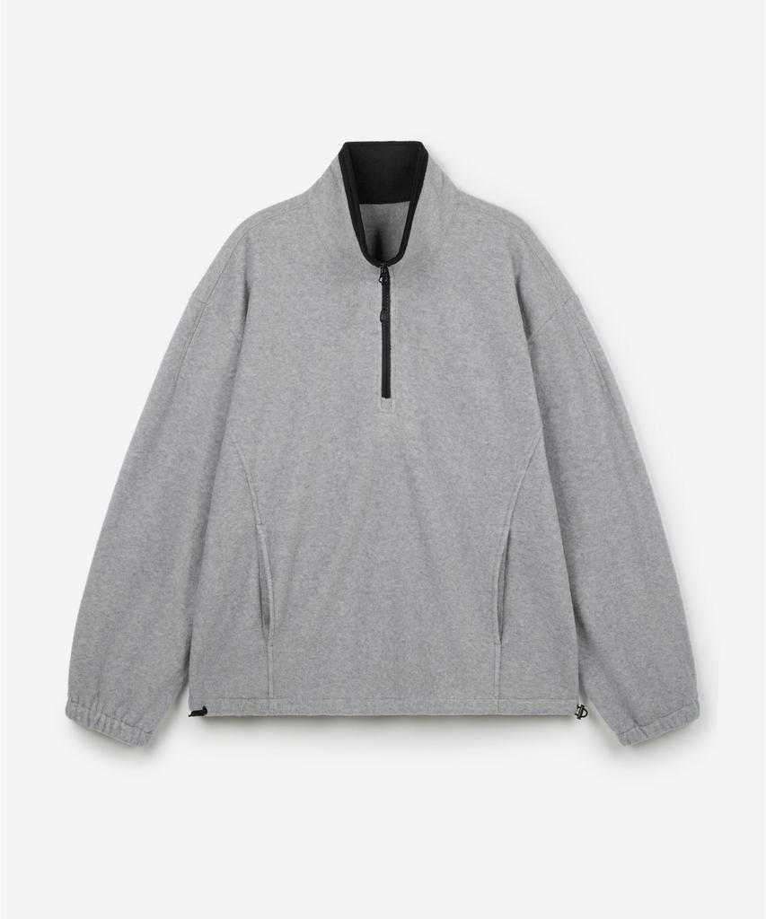 TIENJITIUMEON W Oversized Fleece Half Zip-Up (Light Gray) Tnts6F100G2