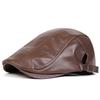 Men Retro Pu Leather Solid Color Newsboy Caps British Painters Hats Spring Autumn Side Adjustable Flat Cap Hip Hop Berets