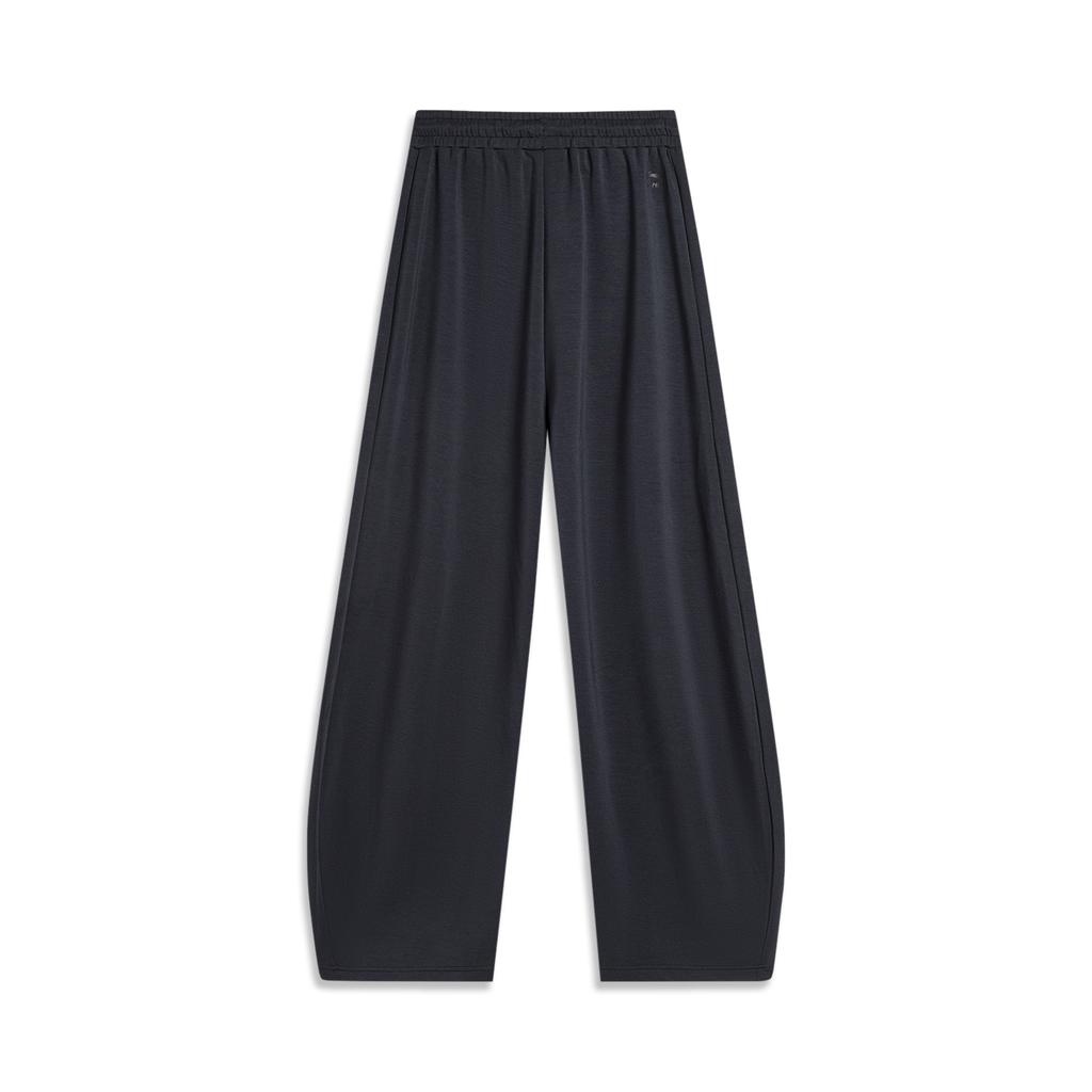 Li Ning Sports Lifestyle Series однотонные трикотажные спортивные брюки со средней талией и буквенным принтом, женские плавки, черные AKLU568-3