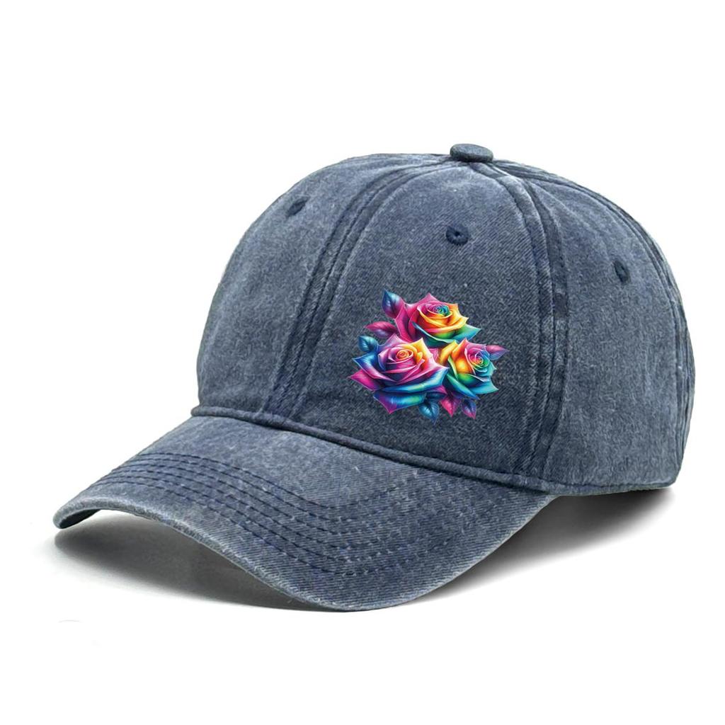 Colorful Flower Print Snapback Baseball Hat, Dad Hat Casual Slouchy Inelastic Lightweight Adjustable Sun Hat