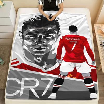 1 шт. Фланелевое одеяло с принтом CR7, Высококачественное, Для всех сезонов, Декор для дома, Тепло и уют, Идеально для рождественских подарков