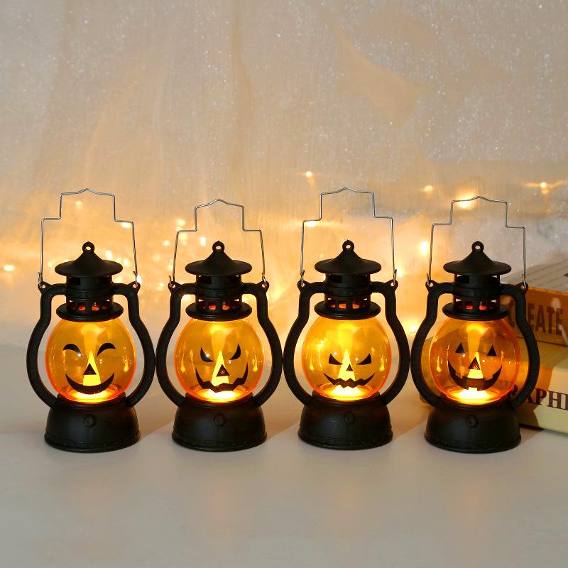 Halloween Decorative Atmosphere Lamps Layout Creative Small Oil Lamp Electronic Candle Small Horse Lights Portable Pumpkin Light