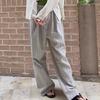 Summer Korean Minimalist Lazy Vintage Thin Blue Striped Drawstring Elastic-Waist Loose Casual Trousers