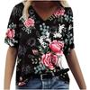Летний топ с V-образным вырезом и 3D-цветочным принтом, модные повседневные женские футболки с короткими рукавами