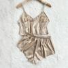 Пижама из шёлка Ice Silk, женская мода, комплект из двух предметов для дома, тонкие домашние подтяжки, шорты