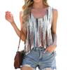 Fashion Round Neck Tie-dye Print Loose Sleeveless T-shirt Vest Woman