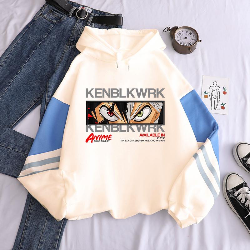 Asta Eyes Print Hooded Anime Black Clover Streetwear Men Women Patchwork Hoodies Casual Loose Pullover Harajuku Male Sweatshirt