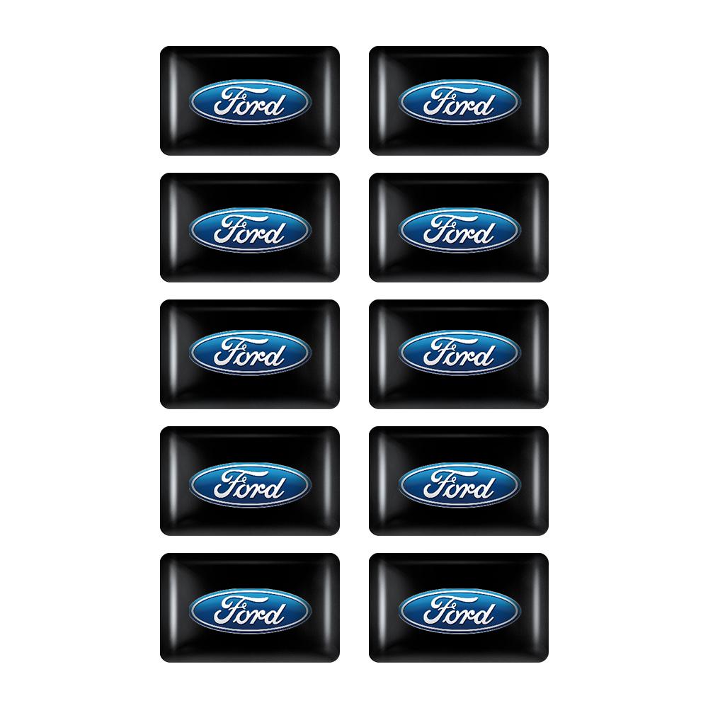 GUVR5 10pcs 3D Epoxy Resin Car Logo Sticker Badge Decoration Accessories Auto Styling For Ford Focus Fiesta MK4 Kuga Mondeo MK2 Ranger