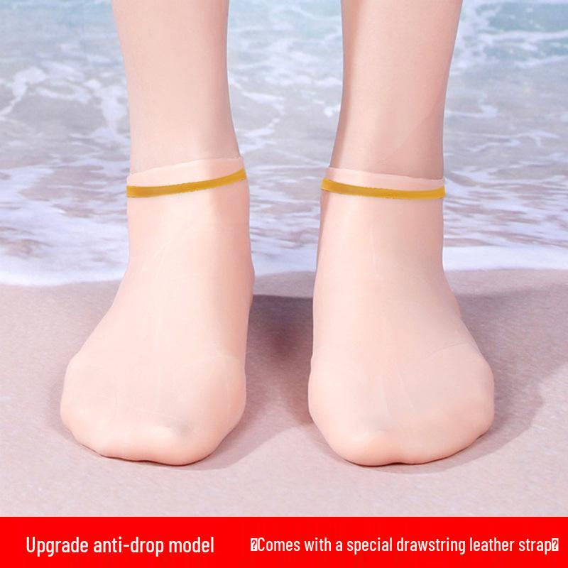 Waterproof Silicone Non-Slip Diving Socks with Drawstring for Snorkeling and Swimming - Unisex High Elasticity Beach Footwear