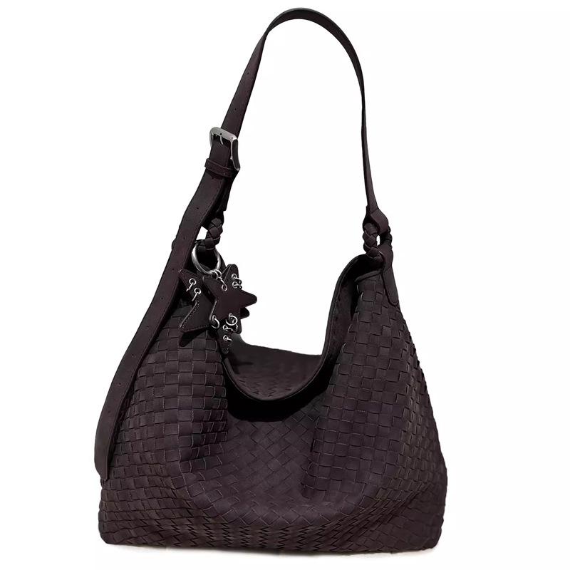 High-end Matte Hand-woven Single-shoulder Crossbody Tote Bag, Large-capacity Hand-held Shopping Bag for Commuting
