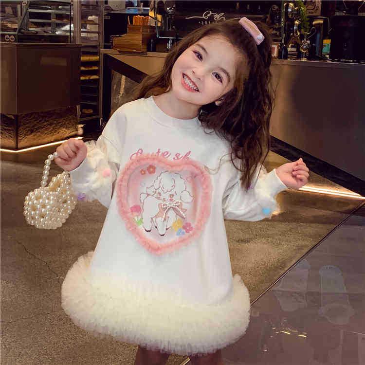 Осень 2024 года Повседневное платье-свитер в сеточку для маленьких девочек