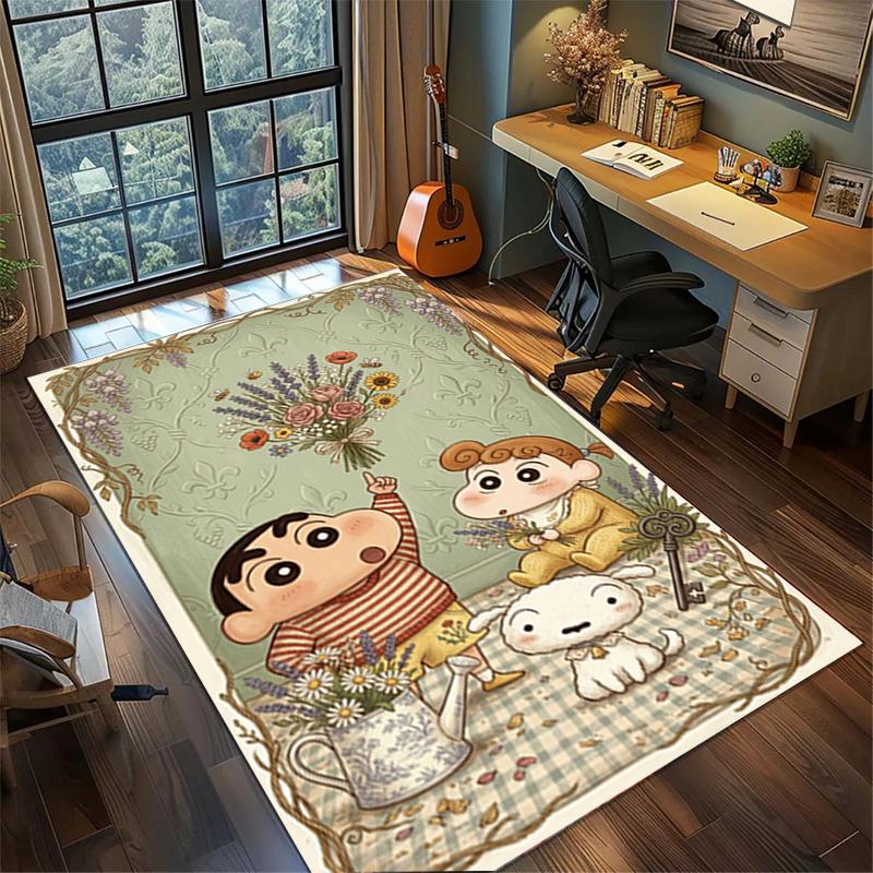 Crayon Shin-chan Non Slip Bedroom Carpet Large Washable Area Rug Gamer Room Decor