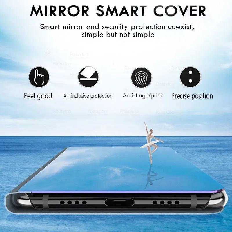 Clear Mirror Flip Leather Mirror Phone Case For Xiaomi Redmi Note 13 Note13 Pro Plus 13C K70E Poco X6 Pro 5G 4G Shockproof Stand Holder Full Cover